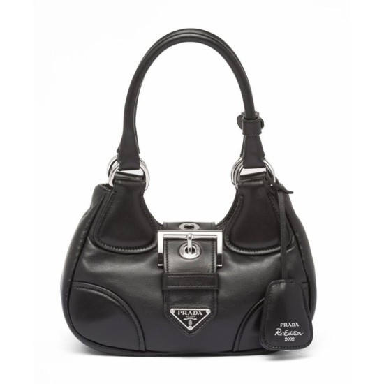 Replica Borsa Prada Moon imbottita in nappa 1BA381 nera