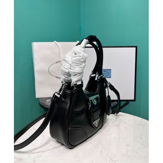 Replica Borsa Prada Moon imbottita in nappa 1BA381 nera