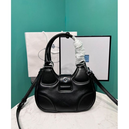 Replica Borsa Prada Moon imbottita in nappa 1BA381 nera