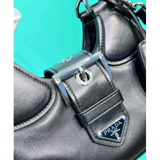 Replica Borsa Prada Moon imbottita in nappa 1BA381 nera