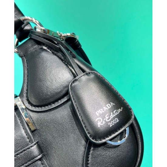 Replica Borsa Prada Moon imbottita in nappa 1BA381 nera