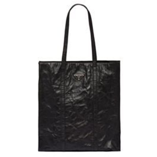 Replica Borsa tote media in pelle nappa anticata Prada 1BG587 nera Replica Borsa tote media in pelle nappa anticata Prada 1BG587 nera
