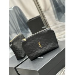 Astuccio cosmetico con cerniera YSL Saint Laurent Gaby 23 cm nero