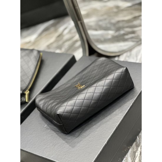 Replica Astuccio cosmetico con cerniera YSL Saint Laurent Gaby 23 cm nero