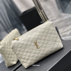 Astuccio cosmetico con cerniera YSL Saint Laurent Gaby 23 cm bianco