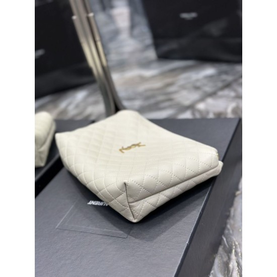 Replica Astuccio cosmetico con cerniera YSL Saint Laurent Gaby 23 cm bianco