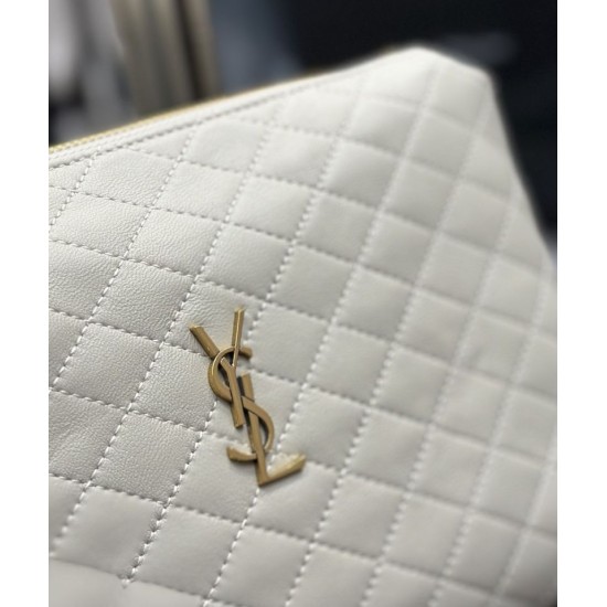 Replica Astuccio cosmetico con cerniera YSL Saint Laurent Gaby 23 cm bianco