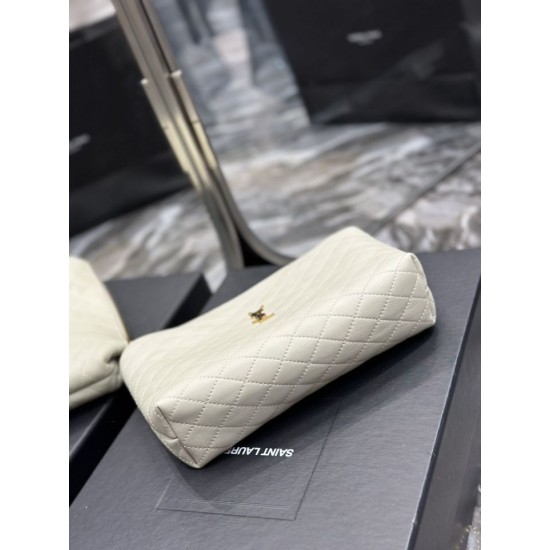 Replica Astuccio cosmetico con cerniera YSL Saint Laurent Gaby 23 cm bianco