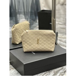 Pochette cosmetica con cerniera YSL Saint Laurent Gaby 23 cm albicocca