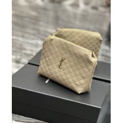 Pochette cosmetica con cerniera YSL Saint Laurent Gaby 23 cm albicocca