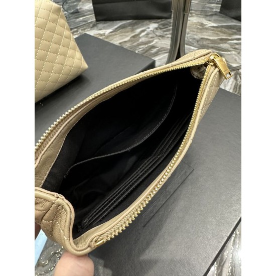 Replica Pochette cosmetica con cerniera YSL Saint Laurent Gaby 23 cm albicocca