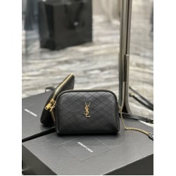 YSL Saint Laurent Gaby Borsa a tracolla con cerniera nera 18 cm