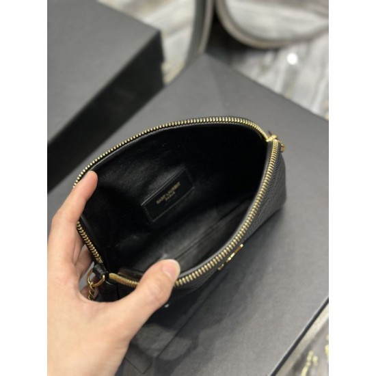 Replica YSL Saint Laurent Gaby Borsa a tracolla con cerniera nera 18 cm