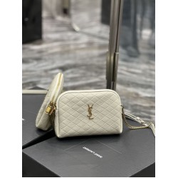 Borsa a catena YSL Saint Laurent Gaby con cerniera 18 cm bianca