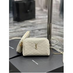 Borsa a catena YSL Saint Laurent Gaby con cerniera 18 cm bianca