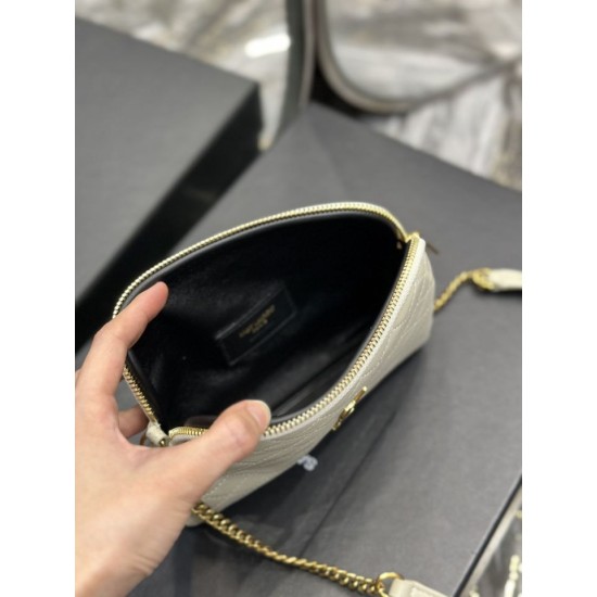 Replica Borsa a catena YSL Saint Laurent Gaby con cerniera 18 cm bianca