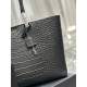 Replica YSL Saint Laurent Shopping Tote Bag Pelle Stampa Coccodrillo Nera