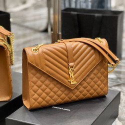 Borsa a busta grande YSL Saint Laurent Mix Matelasse Caramello 31cm
