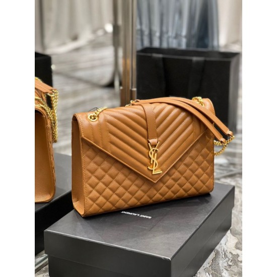 Replica Borsa a busta grande YSL Saint Laurent Mix Matelasse Caramello 31cm