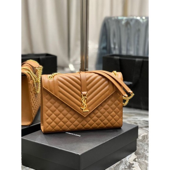 Replica Borsa a busta grande YSL Saint Laurent Mix Matelasse Caramello 31cm