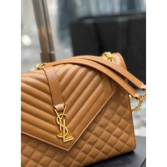 Replica Borsa a busta grande YSL Saint Laurent Mix Matelasse Caramello 31cm