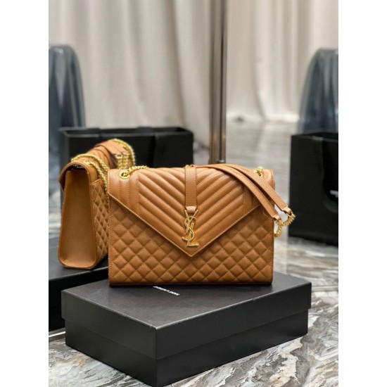 Replica Borsa a busta grande YSL Saint Laurent Mix Matelasse Caramello 31cm