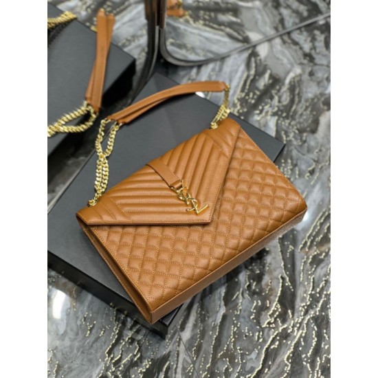 Replica Borsa a busta grande YSL Saint Laurent Mix Matelasse Caramello 31cm