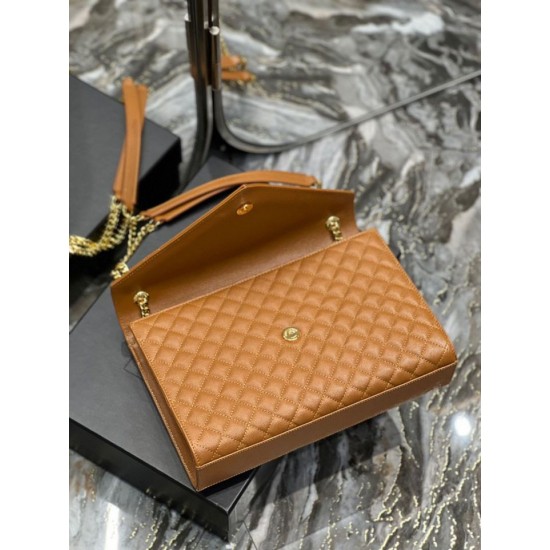Replica Borsa a busta grande YSL Saint Laurent Mix Matelasse Caramello 31cm