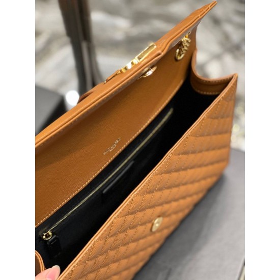 Replica Borsa a busta grande YSL Saint Laurent Mix Matelasse Caramello 31cm