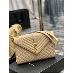 Borsa a busta grande YSL Saint Laurent Mix Matelasse Albicocca 31cm