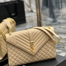 Borsa a busta grande YSL Saint Laurent Mix Matelasse Albicocca 31cm