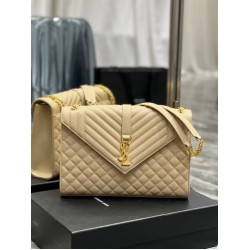 Borsa a busta grande YSL Saint Laurent Mix Matelasse Albicocca 31cm