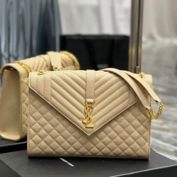 Borsa a busta grande YSL Saint Laurent Mix Matelasse Albicocca 31cm