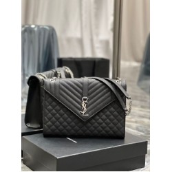 Borsa a busta grande YSL Saint Laurent Mix Matelasse nera 31 cm