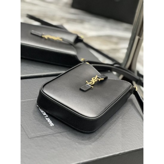 Replica YSL Saint Laurent Le 5 A 7 Mini pelle conciata al vegetale verticale nera