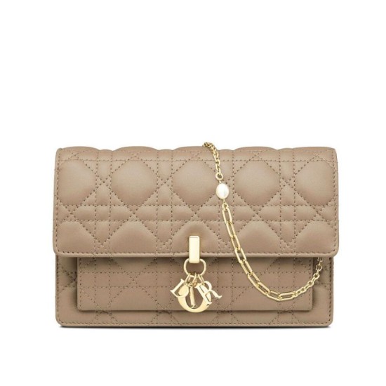 Replica Christian Dior Lady Dior Chain Pouch Albicocca Replica Christian Dior Lady Dior Chain Pouch Albicocca