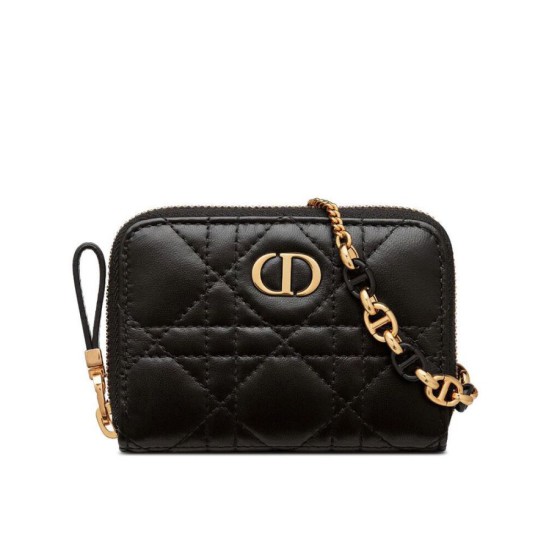 Replica Astuccio Christian Dior Mini Dior Caro con cerniera nero Replica Astuccio Christian Dior Mini Dior Caro con cerniera nero