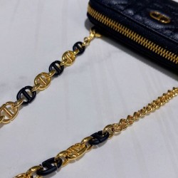 Astuccio Christian Dior Mini Dior Caro con cerniera nero