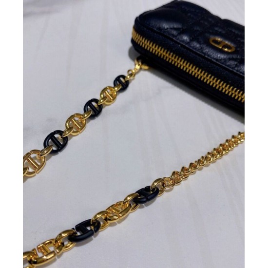 Replica Astuccio Christian Dior Mini Dior Caro con cerniera nero Replica Astuccio Christian Dior Mini Dior Caro con cerniera nero