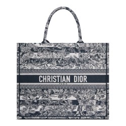 Borsa a mano Christian Dior grande con libro blu scuro