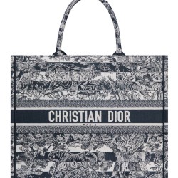 Borsa a mano Christian Dior grande con libro blu scuro
