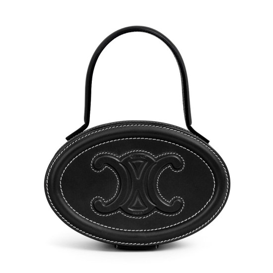 Replica Celine Oval Minaudiere Cuir Triomphe Pelle Di Vitello Liscia Nera