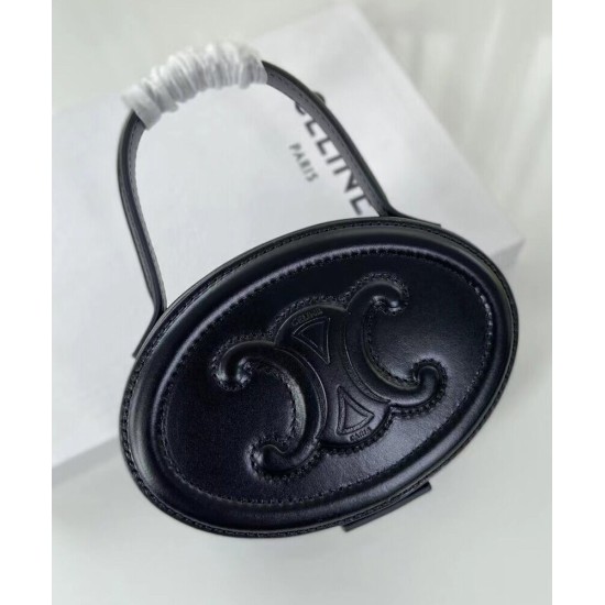 Replica Celine Oval Minaudiere Cuir Triomphe Pelle Di Vitello Liscia Nera