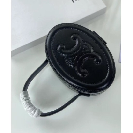 Replica Celine Oval Minaudiere Cuir Triomphe Pelle Di Vitello Liscia Nera