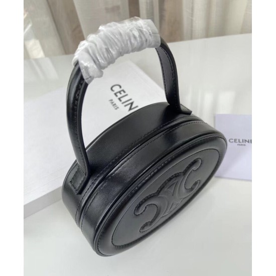 Replica Celine Oval Minaudiere Cuir Triomphe Pelle Di Vitello Liscia Nera