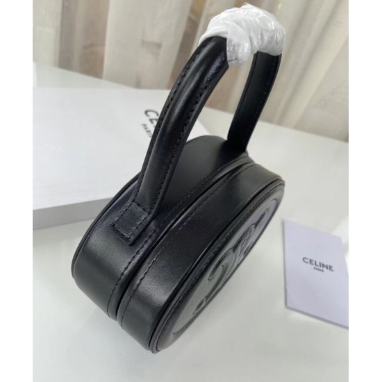 Replica Celine Oval Minaudiere Cuir Triomphe Pelle Di Vitello Liscia Nera