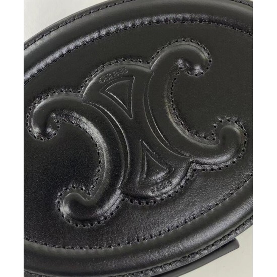 Replica Celine Oval Minaudiere Cuir Triomphe Pelle Di Vitello Liscia Nera