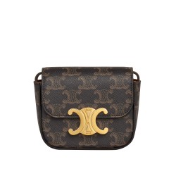 Celine Mini Triomphe Tela Triomphe Caffè