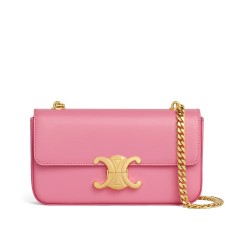 Celine Borsa A Tracolla Con Catena Triomphe Pelle Di Vitello Lucida Rosa