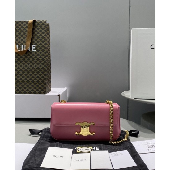 Replica Celine Borsa A Tracolla Con Catena Triomphe Pelle Di Vitello Lucida Rosa